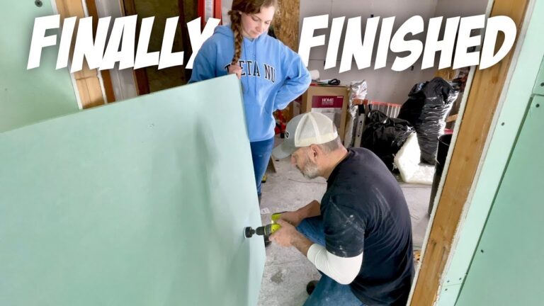 FINISHED Hanging Bathroom Drywall – Couple Building House Off Grid